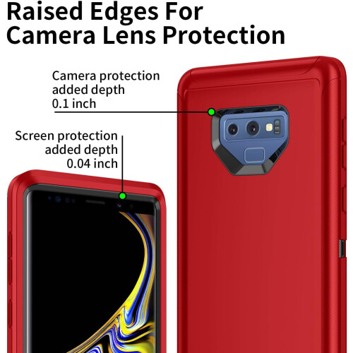 Galaxy Note9 cover stødsikkert 3-lags rød sort 2