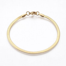 Fischgräten-Kettenarmband, Edelstahl 304, Gold, 2 Stück