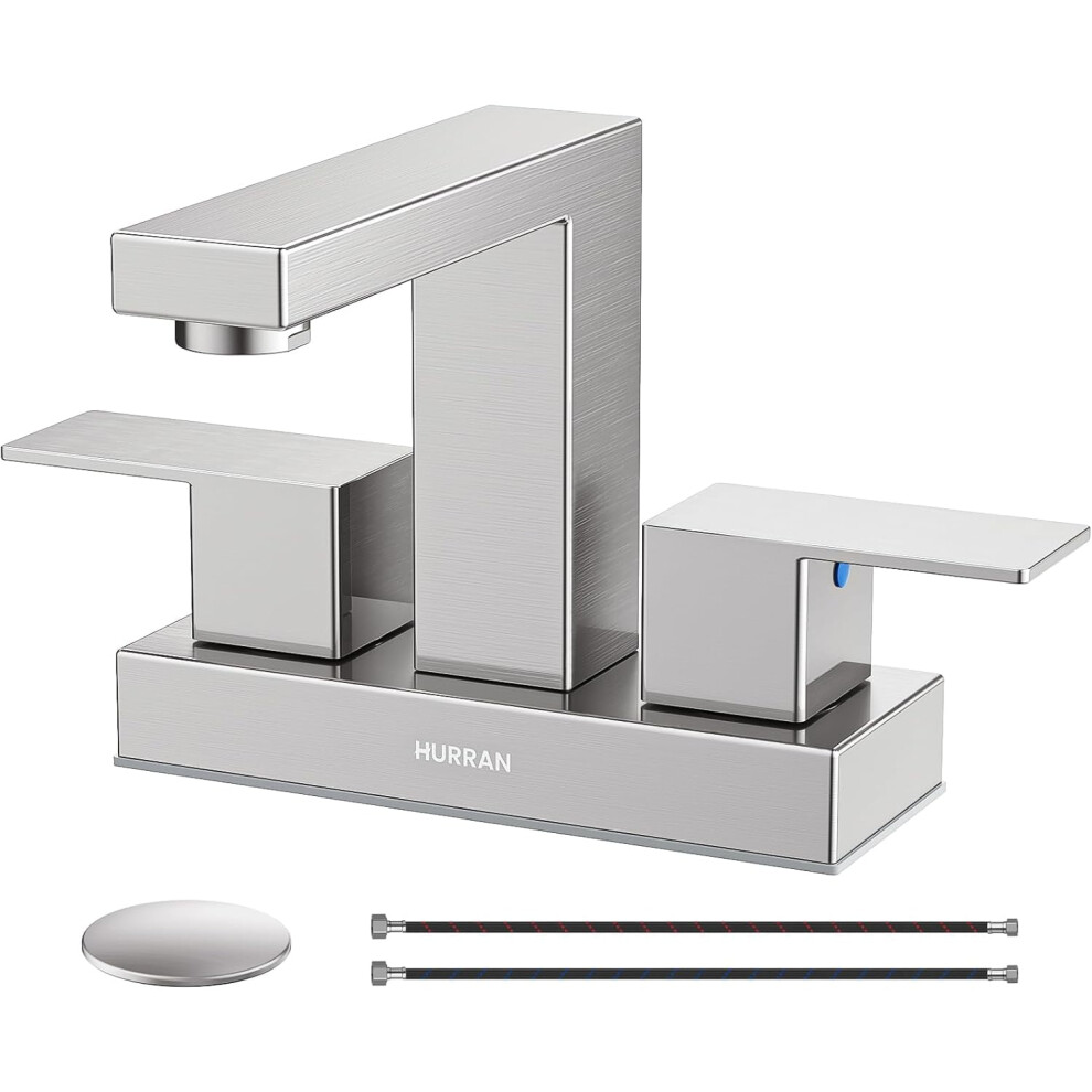 Bathroom Sink Faucet Brushed Nickel 4-Inch 3-Hole With 301029564956