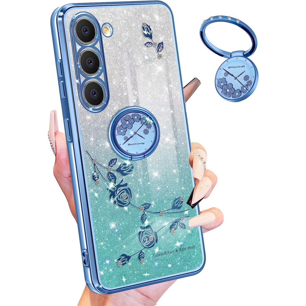 Samsung Galaxy S23 Glitter Case With Floral Design Ring 6.1 301029241642