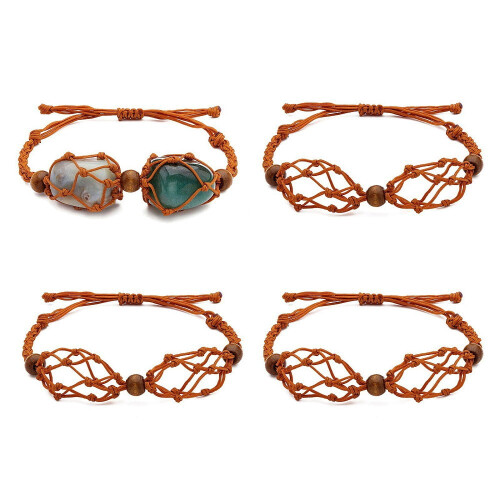 Nylon-Braid-Armband-Set mit Holzperlen (4 Stück)