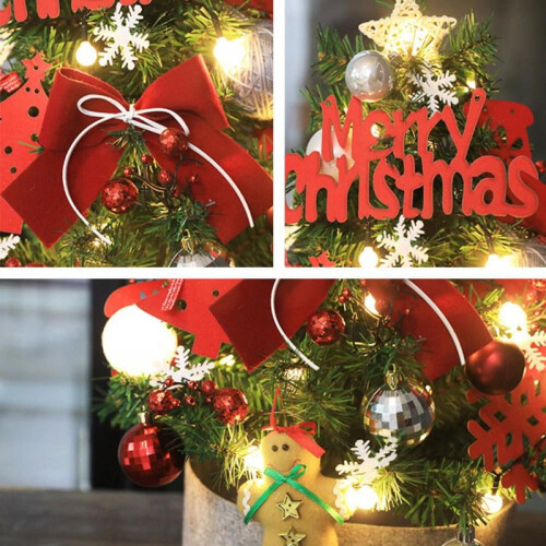 Christmas tabletop mini tree 24 inch pre-lit with LED red 2
