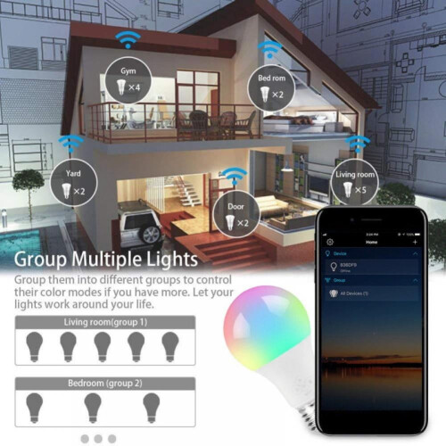 Έξυπνη Λάμπα LED RGB WiFi με Ρυθμιζόμενη Ρύθμιση A21E26 1 Συσκευασία 1
