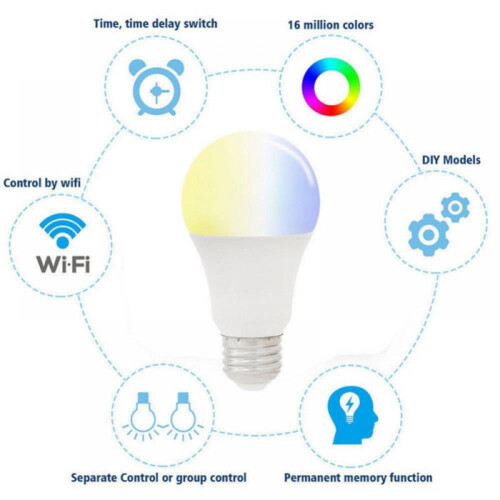 Έξυπνη Λάμπα LED RGB WiFi με Ρυθμιζόμενη Ρύθμιση A21E26 1 Συσκευασία 2