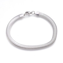 Edelstahl-Armband im Fischgrätmuster, 1 Stück, 21 cm, 6 x 2,5 mm