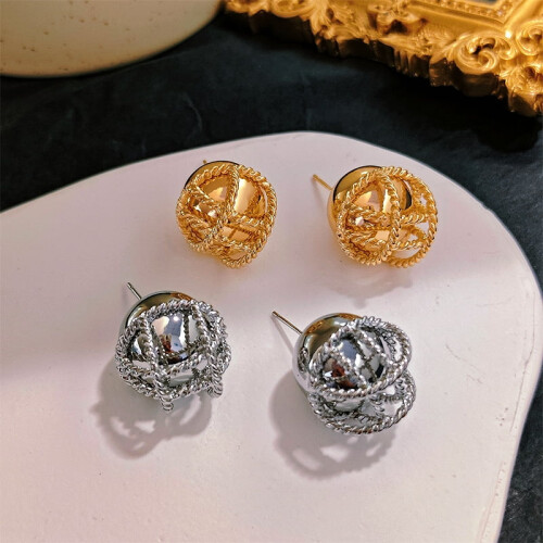 Pearl Stud Earrings S925 Silver Needle Hollow Design 1