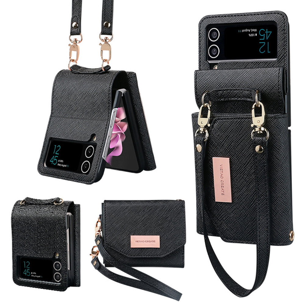 Samsung Galaxy Z Flip 4 Wallet Case Pu Leather Black 301029252266