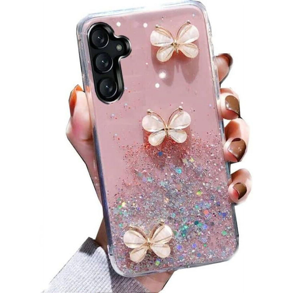 Samsung Galaxy A14 5G Glitter Case 3D Butterfly Design Pink 301029234682