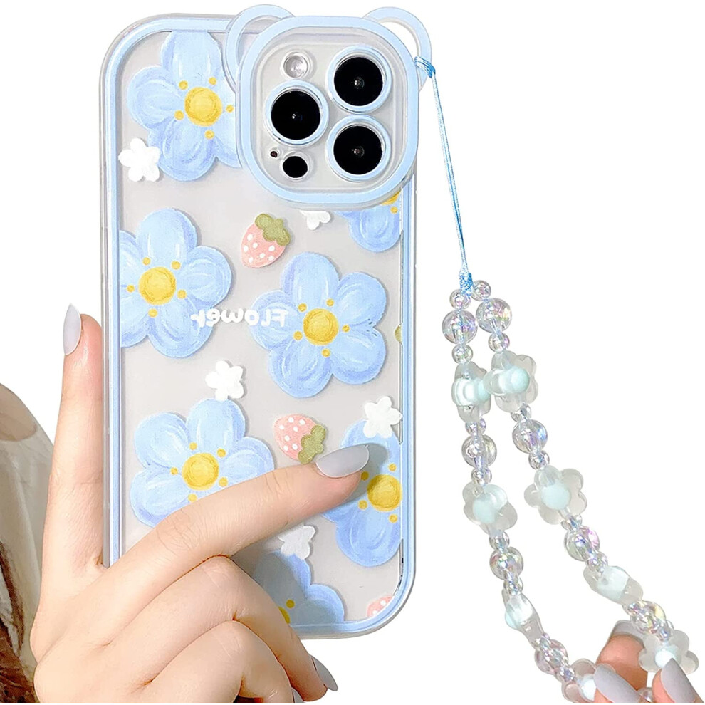 Iphone 12 Pro Clear Flower Tpu Case With Beaded Lanyard 301029252112
