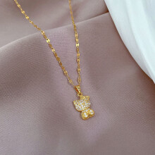 Hello Kitty pendant necklace gold stainless steel bowknot