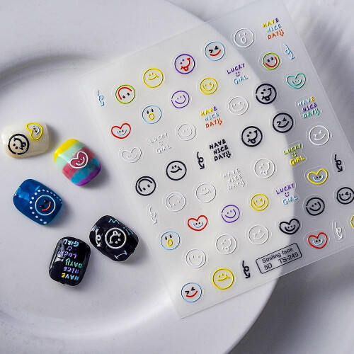 Adesivi per nail art autoadesivi con design estivo, 24 pezzi