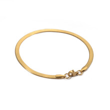 Edelstahlarmband im Fischgrätmuster, 18 Karat vergoldet, 18 cm (7,08 Zoll)