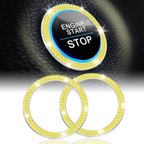 YZhouD Crystal Rhinestone Motor Start Stop Ring2PCS