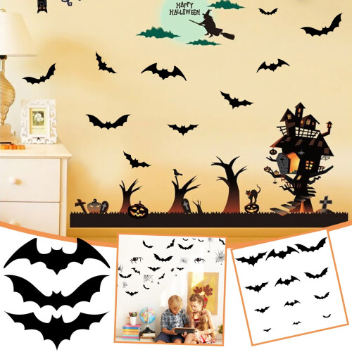 Διακόσμηση τοίχου με νυχτερίδες PVC3D για το Halloween12 τεμάχια