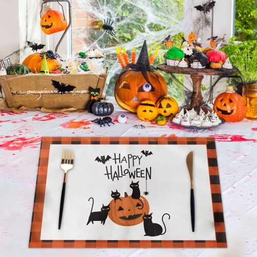 Hmsavn Halloween placemats and tablecloths linen 2