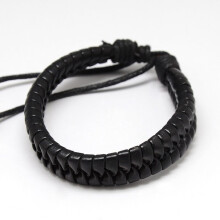 Lederarmbänder Unisex Casual Stil 2 Stück Schwarz 58 mm