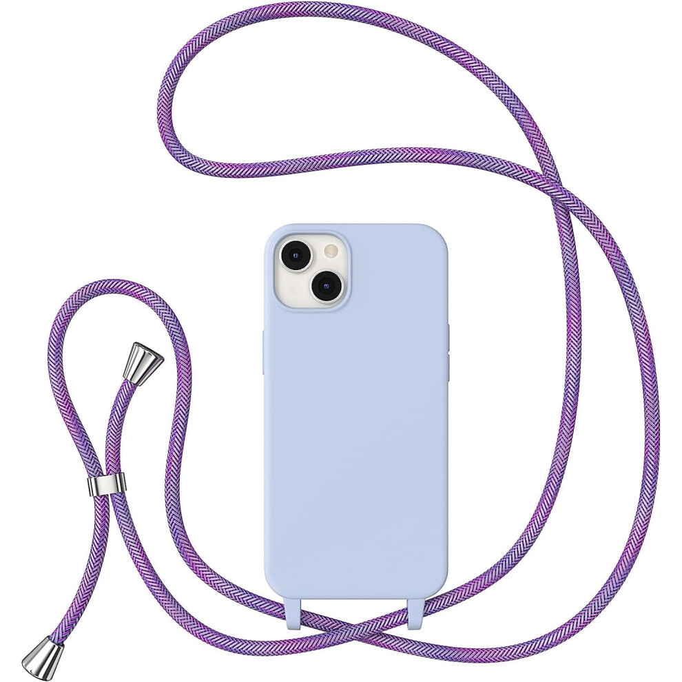 Iphone 13/14 Crossbody Case Liquid Silicone 6.1 Inch Purple 301029232763