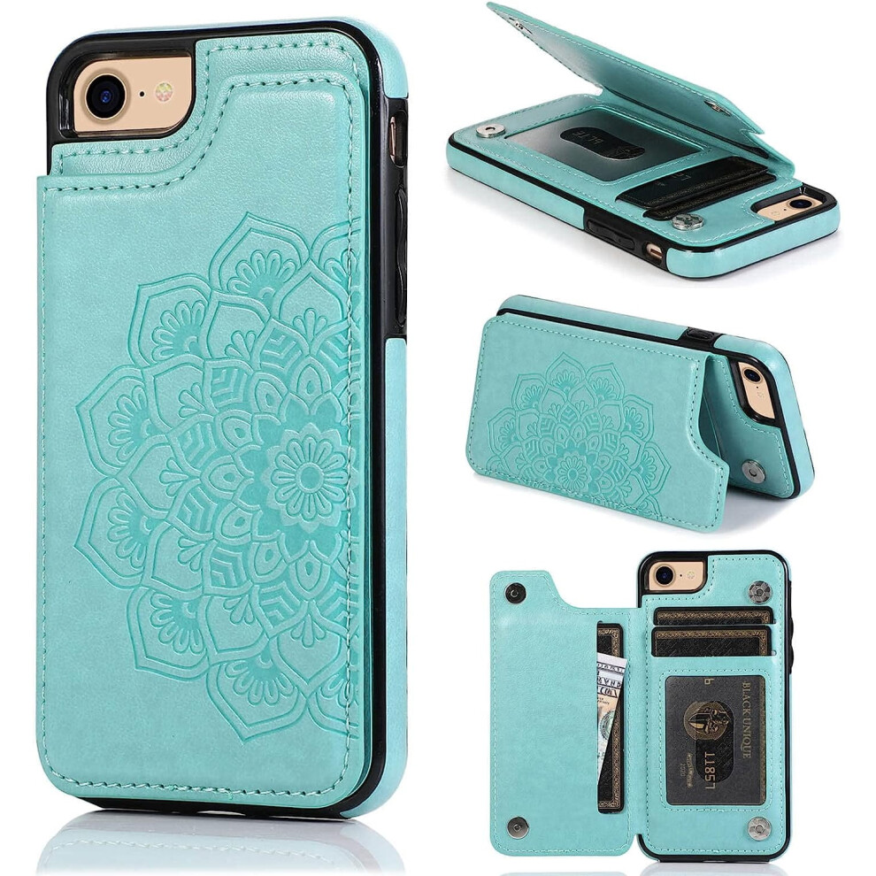 Wallet Case For Iphone Se 2020/2022/8/7 Mint Pu Leather 301029252716