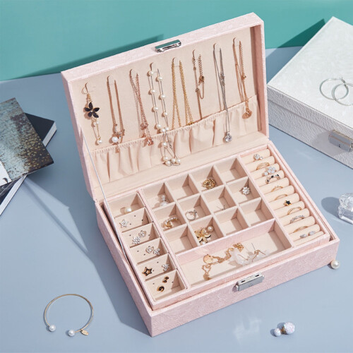 AURIGATE jewelry box 2-layer with removable tray