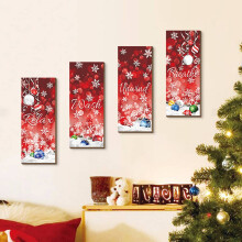 Rustikale weihnachtliche Badezimmerschilder aus Holz im Landhausstil, 4 Stück