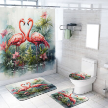 Tacar Cuirtíní Cithfholcadáin Uiscedhath Flamingo le Rug Neamhshleamhain