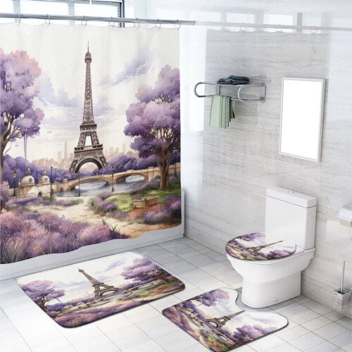 Tacar Cuirtíní Cithfholcadáin Túr Eiffel Lavender 4 phíosa