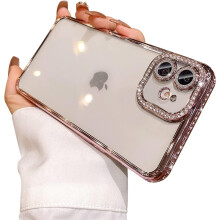iPhone12cover glitter diamant kamerabeskytter pink