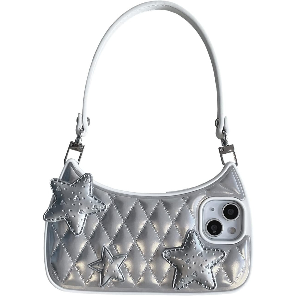 3D Handbag Phone Case For Iphone 14 Pro, Star Tpu Silver 301029231766