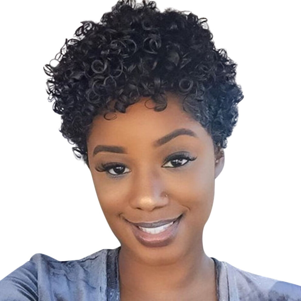 ZENMELE black curly short wavy wig for women