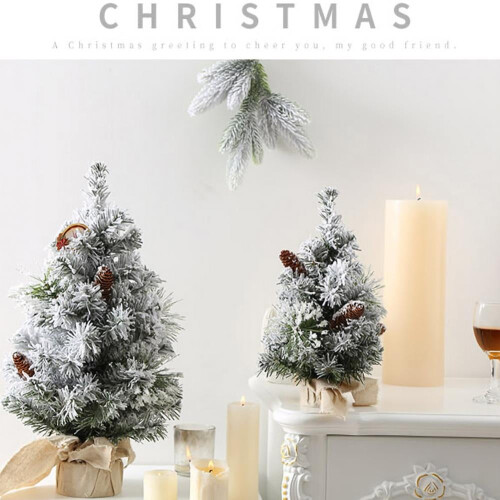 16 inch Pre-lit Flocked Mini Christmas Tree 2