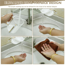 Hand Washing Cup Acrylic Round Washing Cup Hand Wash Cup with Two Metal Handles for Jewish Prayer Wash Cup Gold