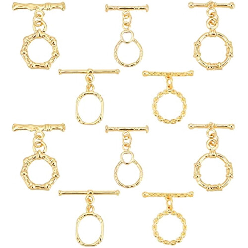 18K Gold Hollow Toggle Clasp 10 Sets