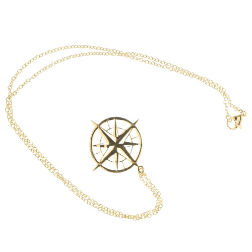 Compass Necklace Stainless Steel Unisex Initial Pendant