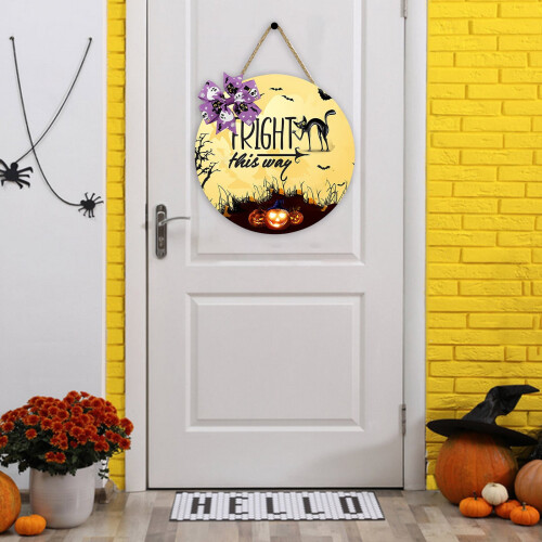 Halloween træ velkomstskilt orange sort vintage 1