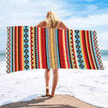 AURIGATE Extra grote strandhanddoek 27x59 inch, gestreept boho blauw, extra grote zwem- en reishanddoek/deken voor volwassenen, vrouwen, mannen,
