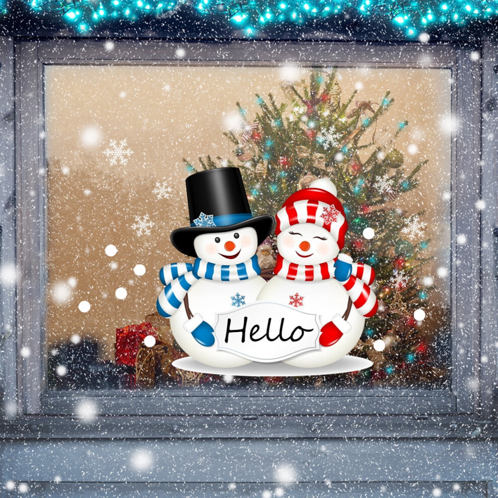 Christmas Snowman Wall Stickers Indoor Outdoor Double-Sided 969218146491
