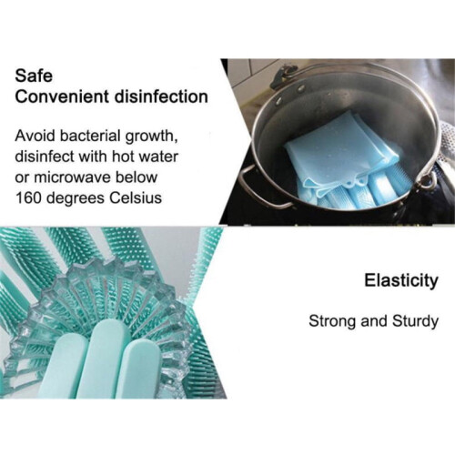 Silicone Kitchen Gloves with Scrubber 1 Pair 1