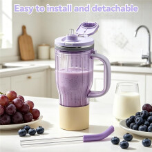 Lot de 2 Pailles de Rechange pour le Gobelet Mélangeur Individuel à Smoothies pour BlendBOSS, Pailles Réutilisables avec Goupillon de Nettoyage