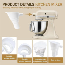 Morsvrije Meeltrechterset - Opvouwbaar Siliconen Schenkschild voor Staande Mixer (4,5-5 Liter)