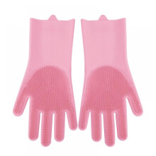 Silicone Dishwashing Gloves with Sponge Scrubbers (1 Pair)