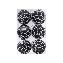 Halloween Ball Ornaments Black Hand-Painted 6 pcs