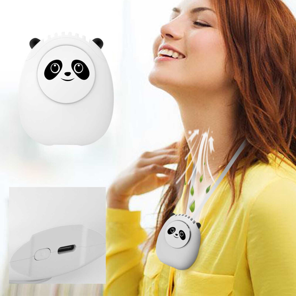 Aurigate Panda-Shaped Bladeless Neck Fan, Rechargeable 969218162491