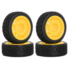 4pcs 68mm Rally-Tires Rubber Tire Wheel Tyre for XV01 XV02 TT01 TT02 PTG-2 1/10 RC Rally-Racing Car Upgrade Parts Yellow