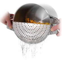 AURORA TRADE roestvrijstalen pannenvergiet, handzame pastavergiet, geschikt voor pannen tot 33 cm (13 inch) voor noedels, fruit en groenten.