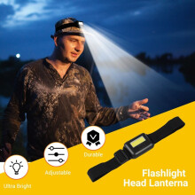 Cob Led light lamp Headlight 3 Modes Rainproof Torch Flashlight For Outdoor Camping Fishing Black