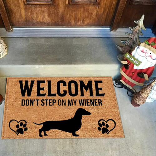 Αστεία πατάκια υποδοχής Crazy Dogs Don't Step On My Wiener Front Door Mat Χαλί εισόδου Εξωτερικό χαλί