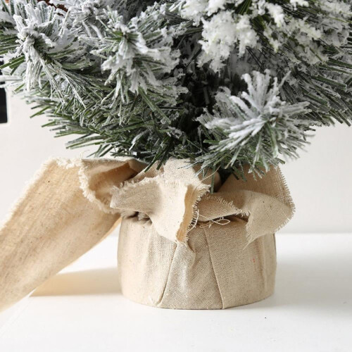 Mini flocked artificial Christmas tree 6-inch desktop 2