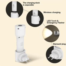 Lampe Torche LED à Détecteur de Présence avec Veilleuse Intégrée, Prise Européenne
