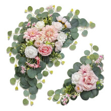 2 Fleurs Artificielles pour Arche de Mariage, Panneau de Bienvenue, Guirlandes Florales Artificielles, Rose