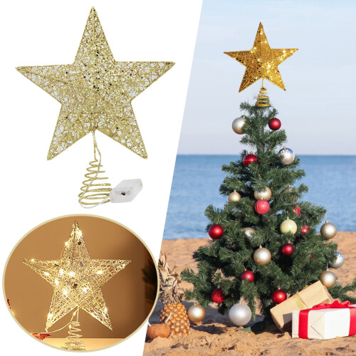 Étoile dorée pour sapin de Noël, 10 cm